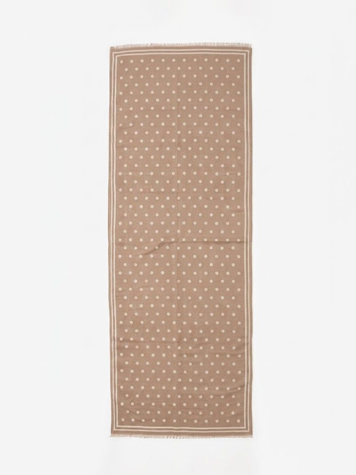 Sciarpa classica a pois con bordo a righe a contrasto | BF-BF-21139