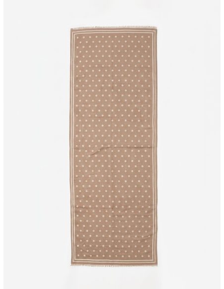 Sciarpa classica a pois con bordo a righe a contrasto | BF-BF-21139