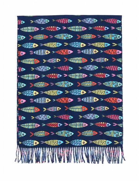 Bufanda estampado peces con flecos