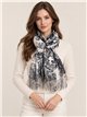 Schal mit Toile-de-Jouy-Muster und Fransen