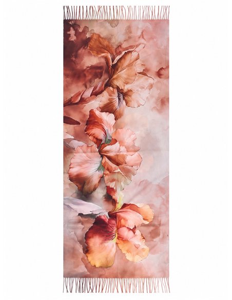 Bufanda acuarela floral con flecos