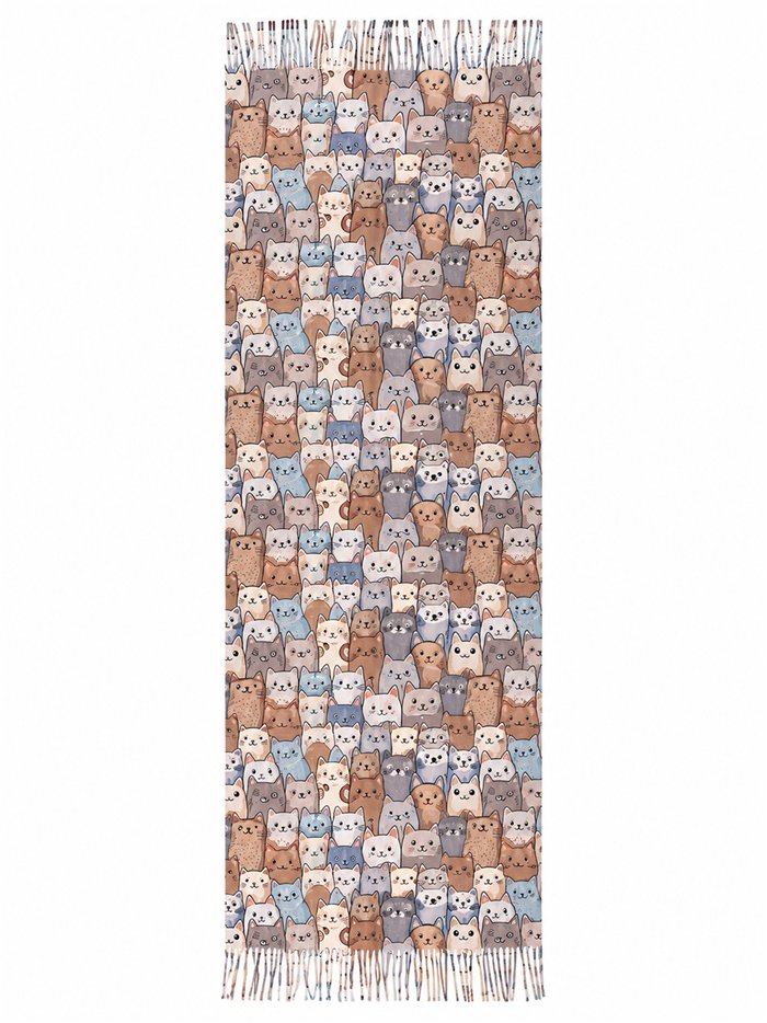 Écharpe chat multicolore à franges