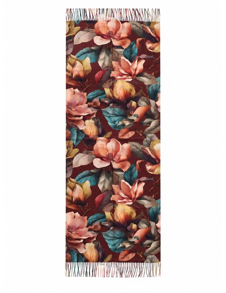 Maxi-Schal mit Blumenmuster und Fransen