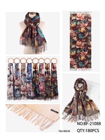 Maxi-Schal mit Blumenmuster und Fransen 2