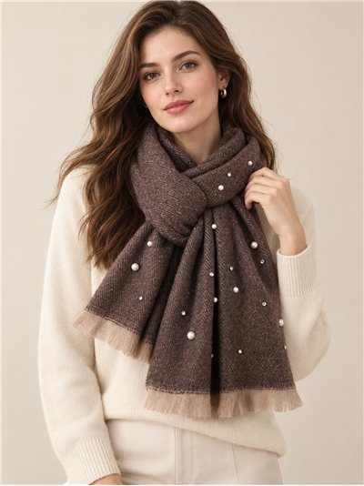 Lenço com pérolas e strass
