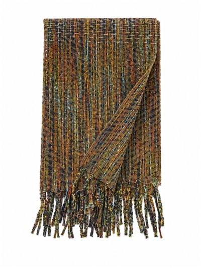 Bufanda jaspeada multicolor con flecos