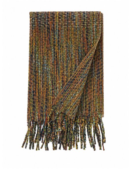 Lenço multicolorido mesclado com franjas