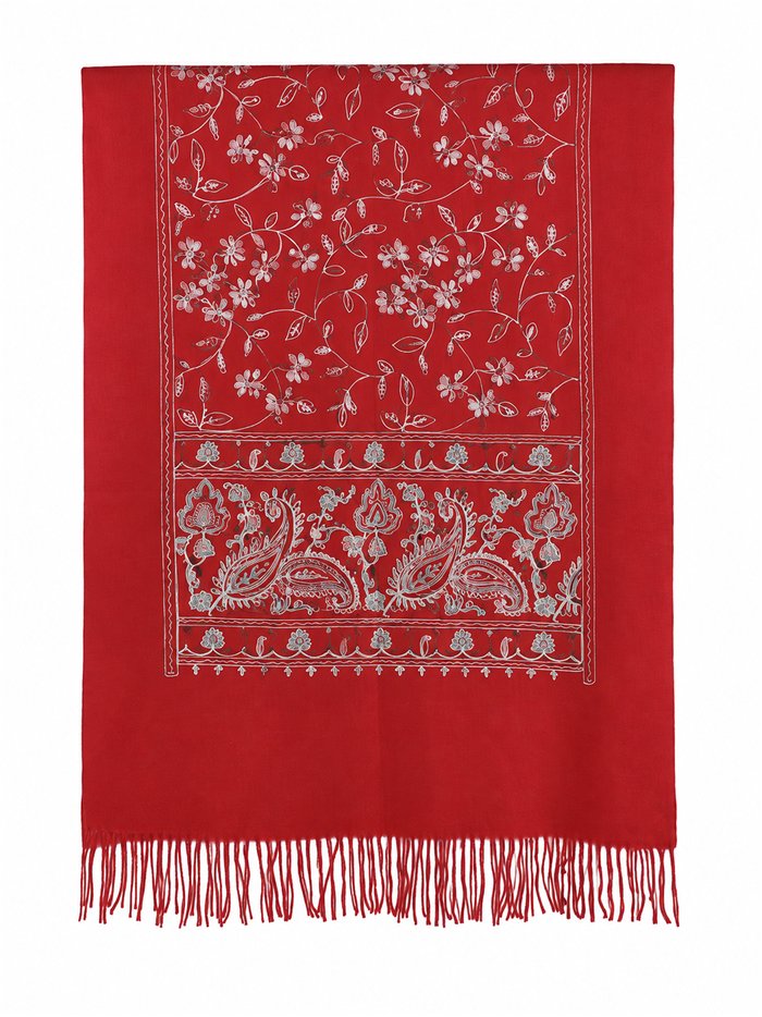 Bufanda floral con cenefa paisley
