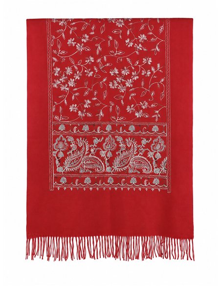 Bufanda floral con cenefa paisley