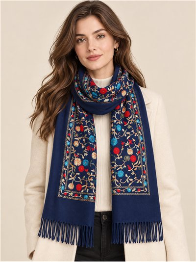 Embroidered floral scarf