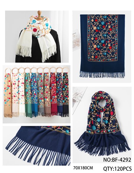 Embroidered floral scarf