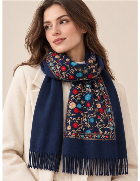 Embroidered floral scarf