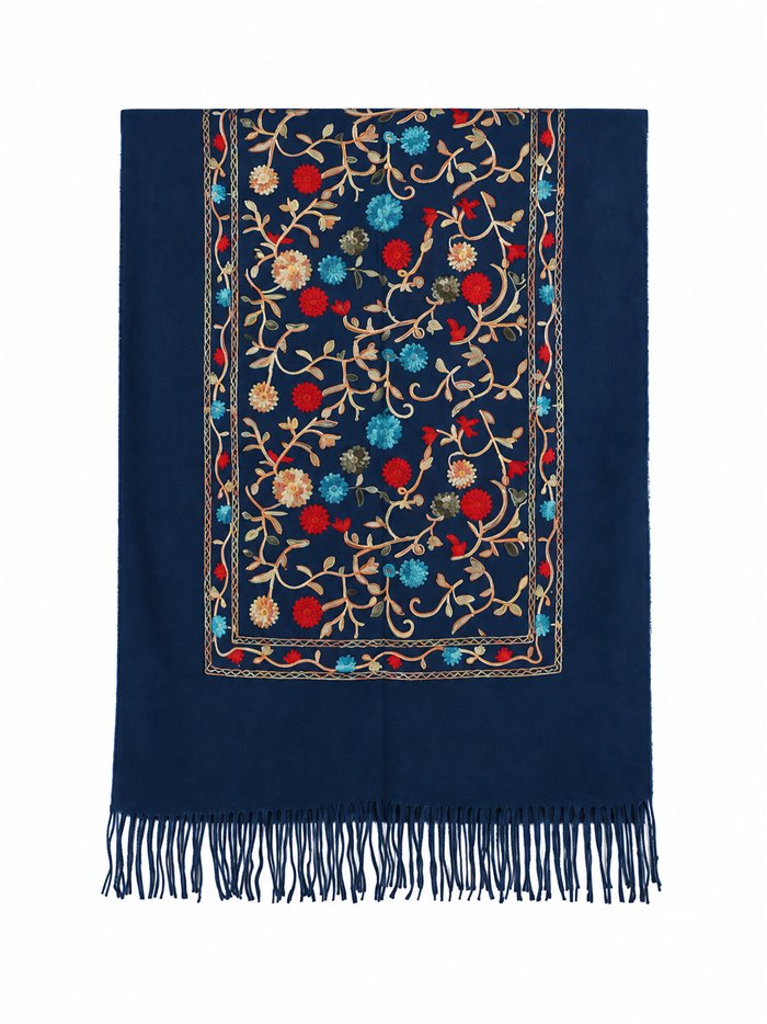 Embroidered floral scarf