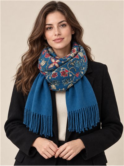 Zierlicher Schal mit Fransen und Blumenmuster