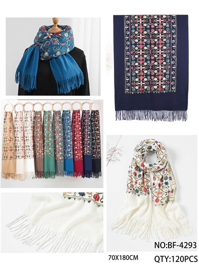 Zierlicher Schal mit Fransen und Blumenmuster 2
