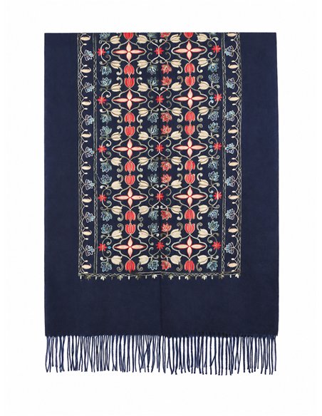 Bufanda floral ornamental con flecos