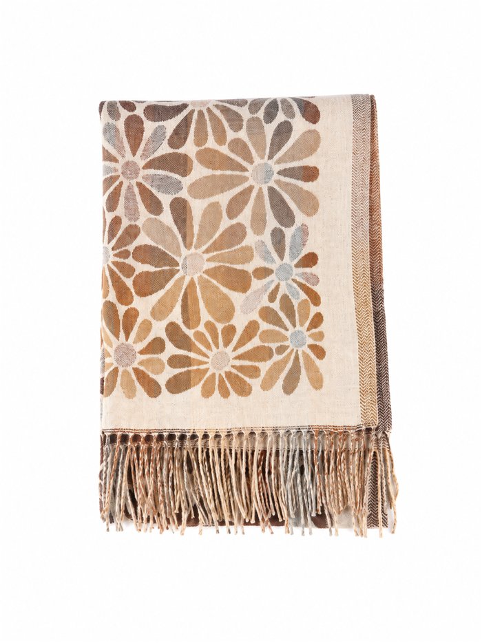 Écharpe à franges à motif marguerite