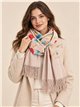 Bufanda floral bordada con flecos