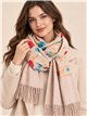 Bufanda floral bordada con flecos