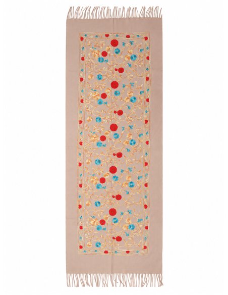 Bufanda floral bordada con flecos