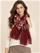 Lenço floral romântico com franjas