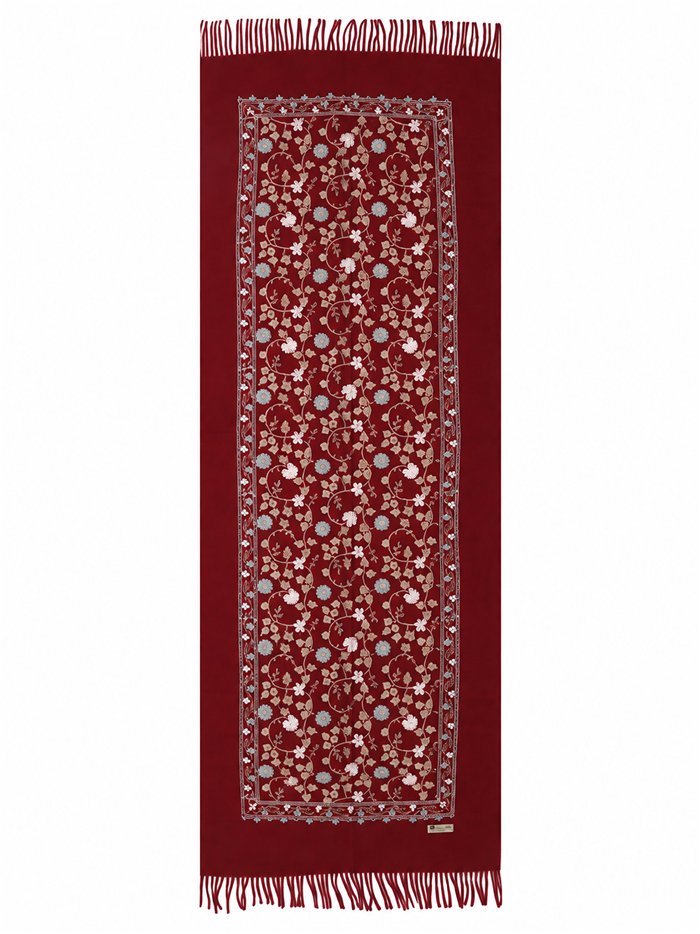 Lenço floral romântico com franjas
