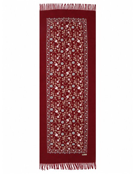 Lenço floral romântico com franjas