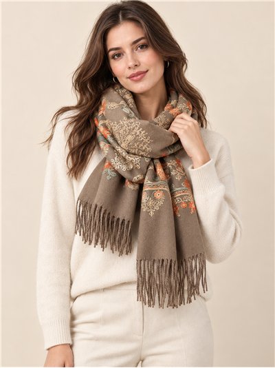 Botanical damask scarf