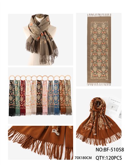 Botanical damask scarf 2