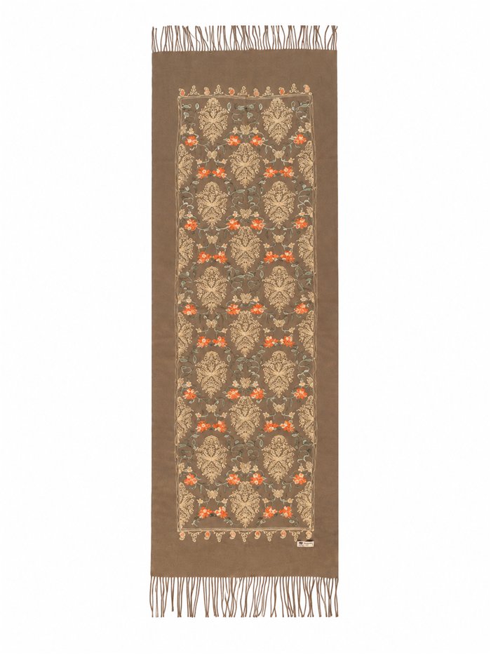 Bufanda damasco floral con flecos