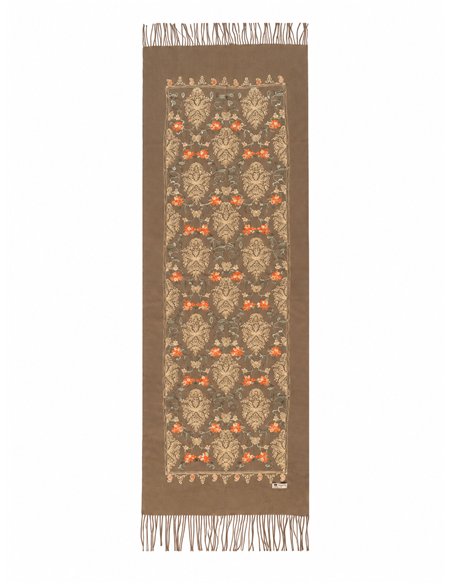 Bufanda damasco floral con flecos