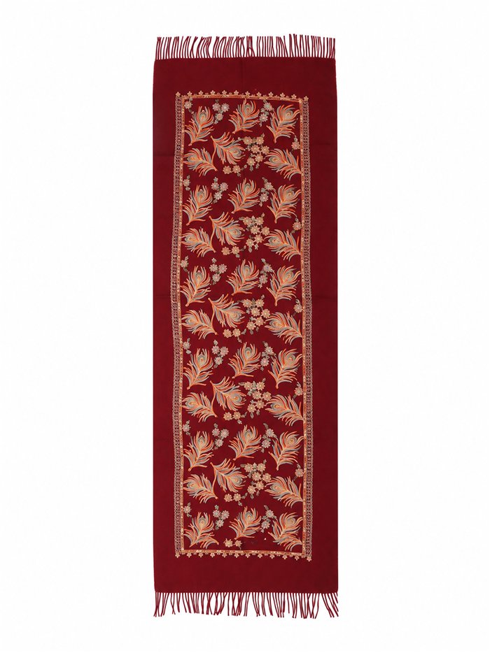 Bufanda ornamental de plumas con flecos