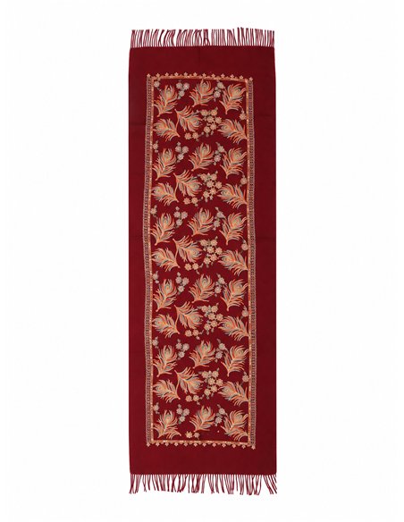 Bufanda ornamental de plumas con flecos