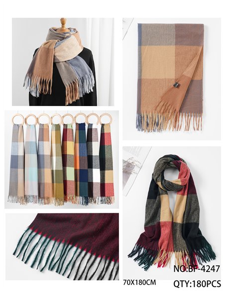 Bufanda bloques de color con flecos
