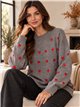 Maglia con cuori ricamati