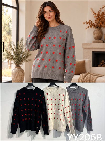 Maglia con cuori ricamati 2