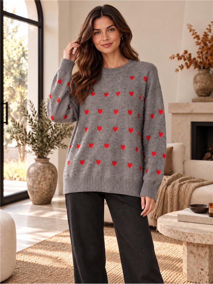 Maglia con cuori ricamati