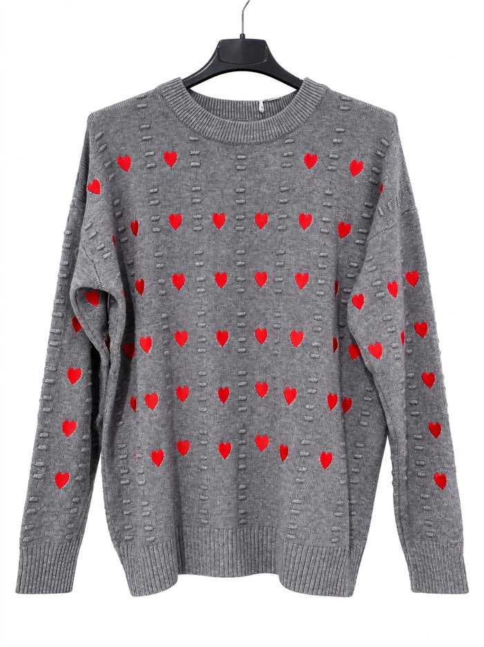 Maglia con cuori ricamati