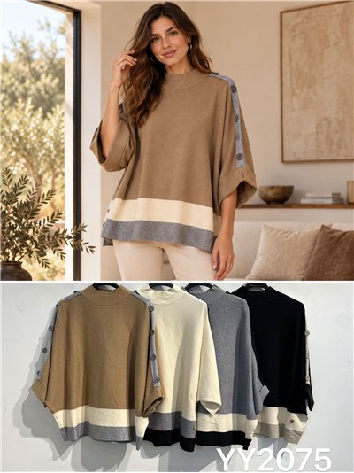 Pull oversize à boutons latéraux 2