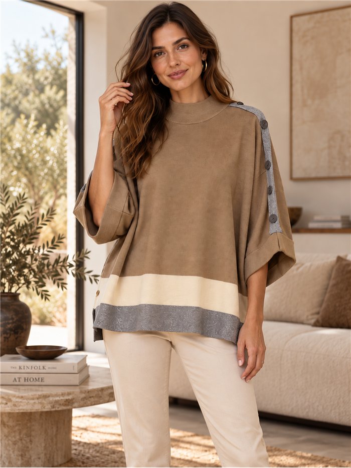 Pull oversize à boutons latéraux