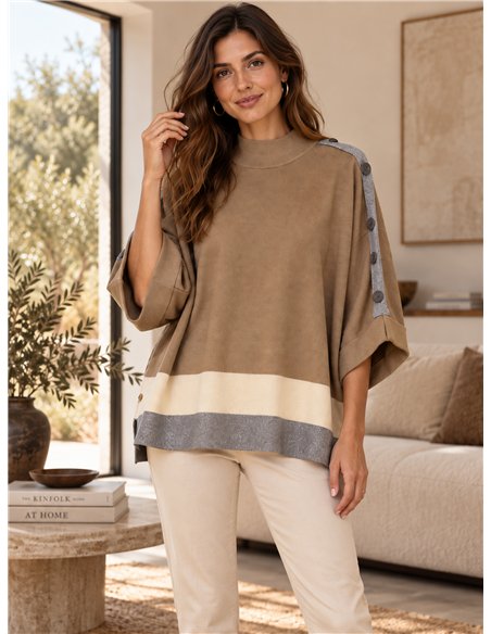 Pull oversize à boutons latéraux