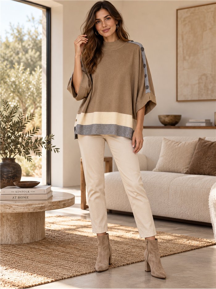 Pull oversize à boutons latéraux