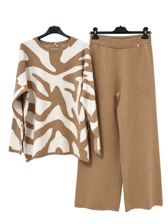 Ensemble pull et pantalon oversize à imprimé abstrait