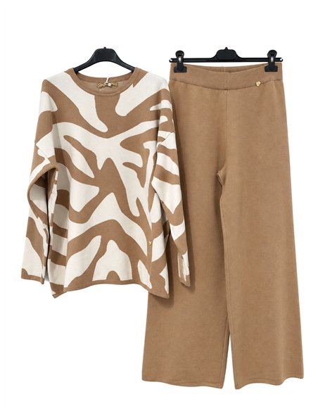 Ensemble pull et pantalon oversize à imprimé abstrait