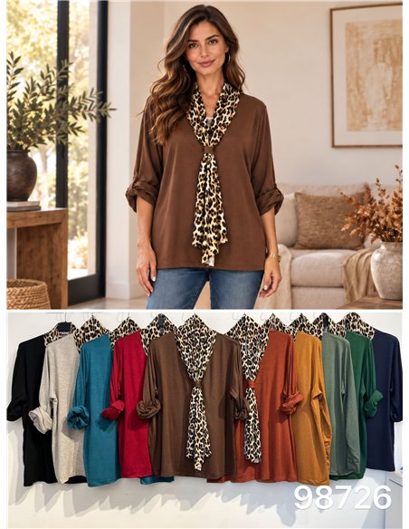 Écharpe pull imprimé animal grande taille