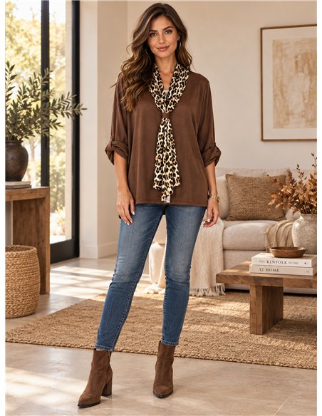 Écharpe pull imprimé animal grande taille