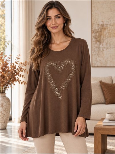 Maglione a forma di cuore con strass, taglie forti