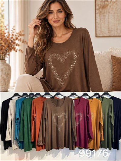 Maglione a forma di cuore con strass, taglie forti 2