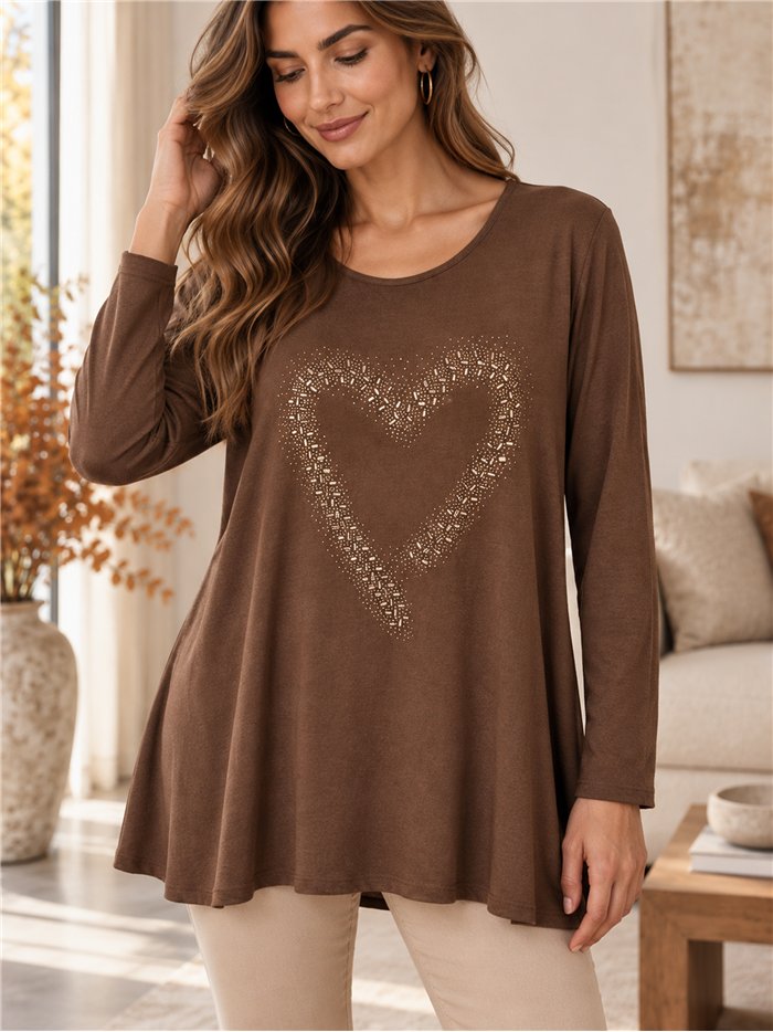 Maglione a forma di cuore con strass, taglie forti