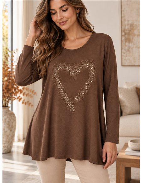 Maglione a forma di cuore con strass, taglie forti